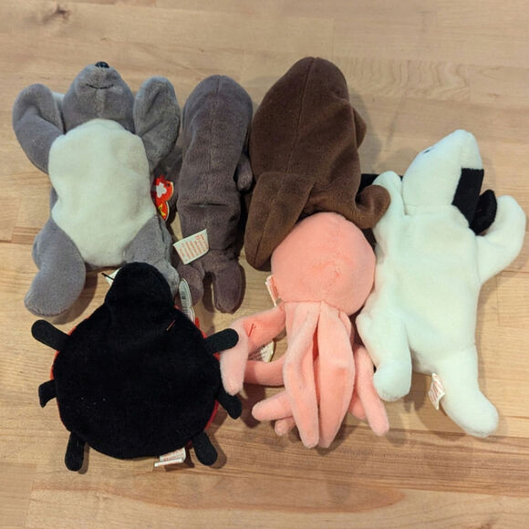 Lot of 6 Rare and Retired 1990s Ty Beanie Babies! Walrus, Lady bug, inky, spot - Picture 2 of 5